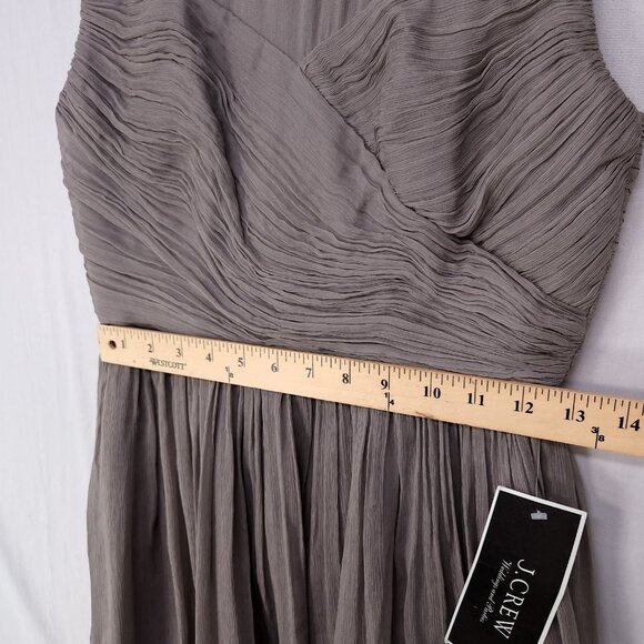 JCrew Silk Wedding Party Dress Size 8 Petite Gray Pleated Bodice New - Picture 11 of 16